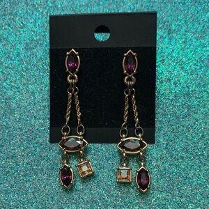 Swavorski 2” goldtone Amythest, citrine, smoky quartz